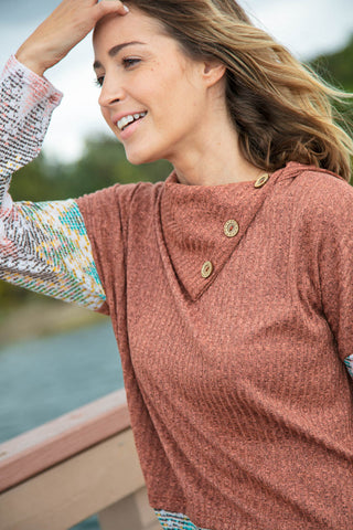 Two Tone Brush Turtleneck Top