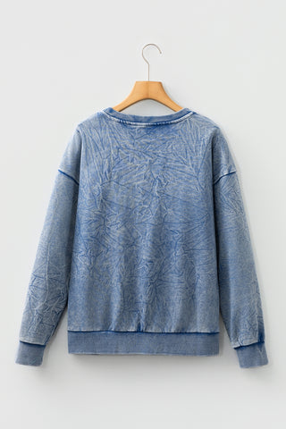 DUNE saved by grace Letter Embroidery Mineral Wash Loose Sweatshirt