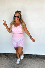 PREORDER- CHECKER BRA & BIKER SHORT SET