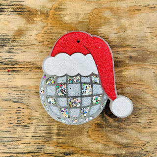 Christmas Disco Ball with Santa Hat Car Freshie