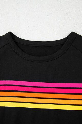 Bonbon Striped Patch Front Casual Tee