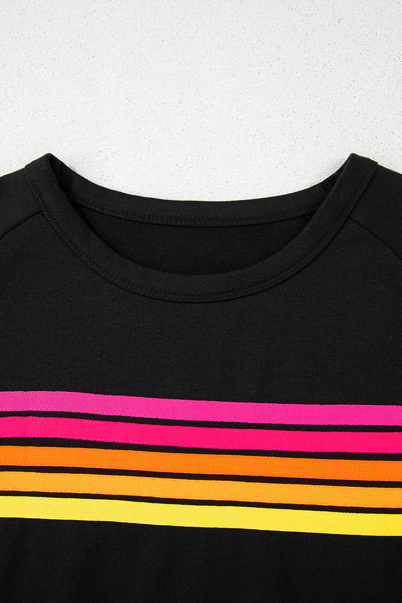 Bonbon Striped Patch Front Casual Tee