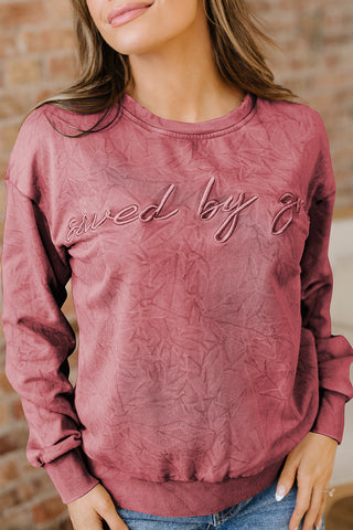 DUNE saved by grace Letter Embroidery Mineral Wash Loose Sweatshirt