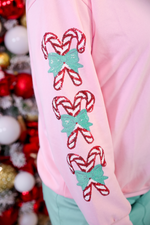 PREORDER- Candy Cane Sleeves Pullover