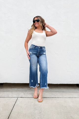 Ash Crop Wide Leg Jeans