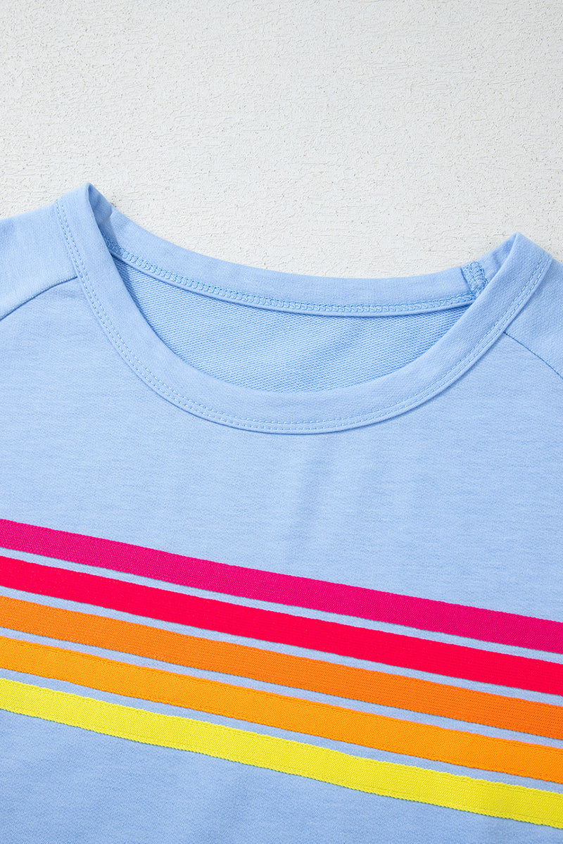 Bonbon Striped Patch Front Casual Tee