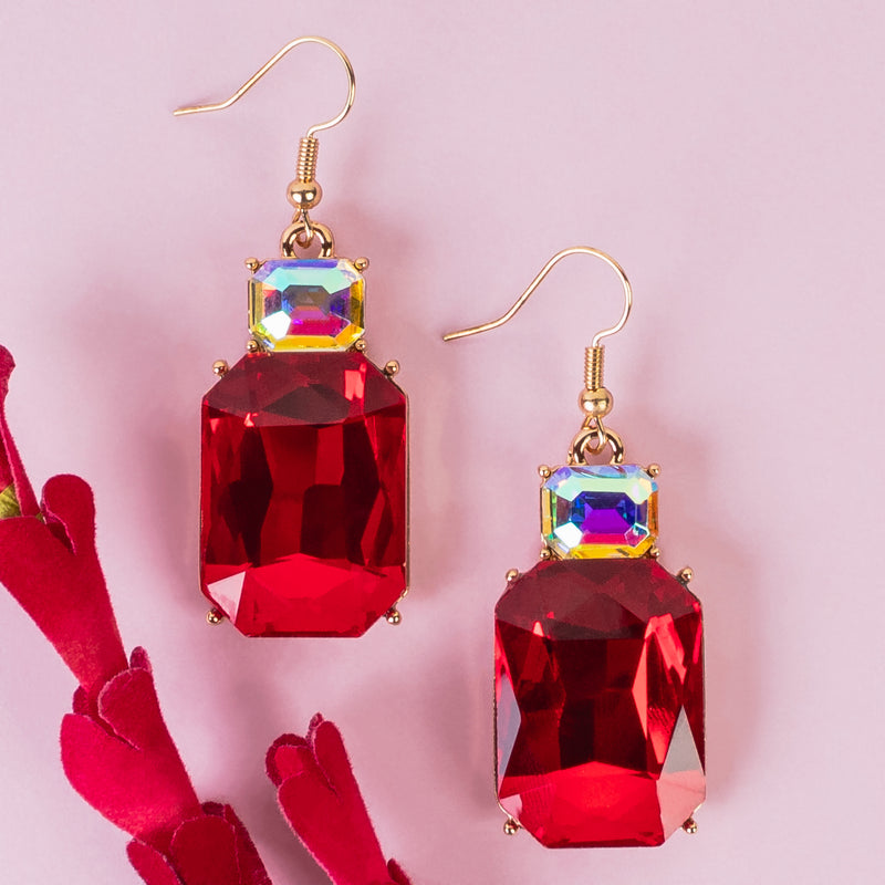 1328 - Crystal Earrings - Red