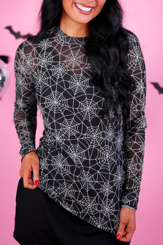 PREORDER- Kate Mesh Top- Spider Webs