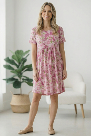In the Sunshine Fuchsia Babydoll Dress  Pretty N Pressed Boutique