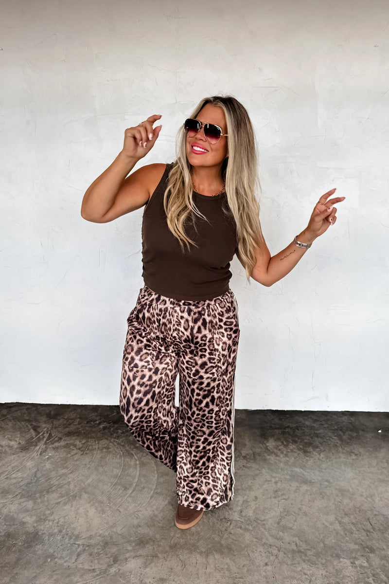 PREORDER Haddie Silky Cheetah Wide Leg Pants