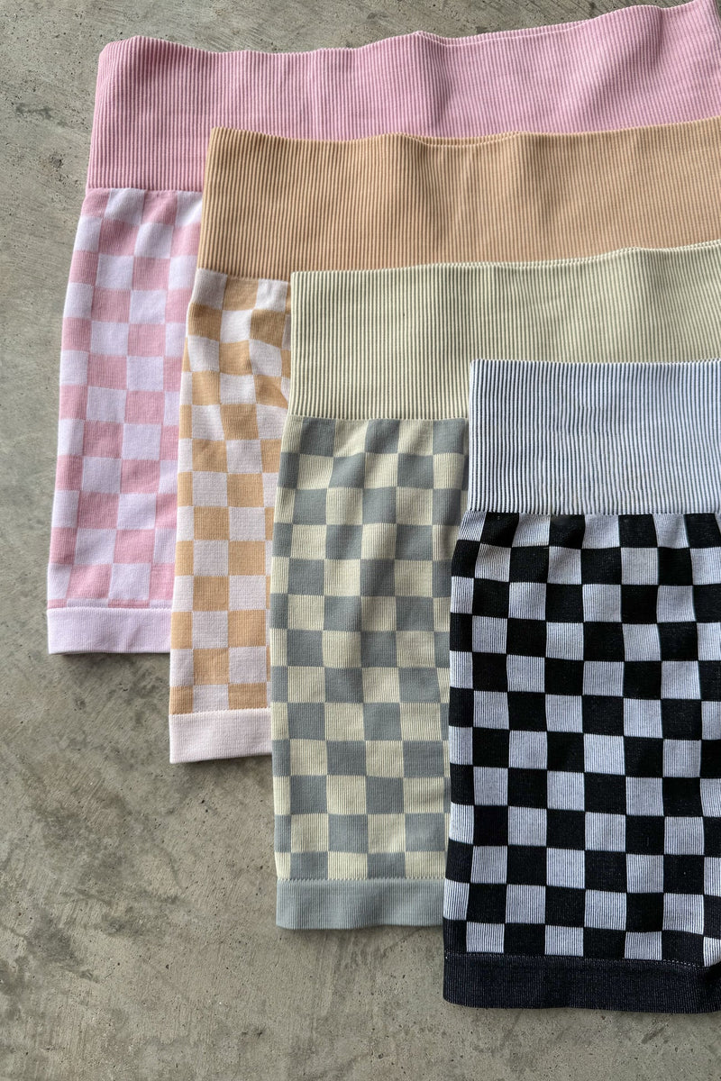 PREORDER- CHECKER BRA & BIKER SHORT SET