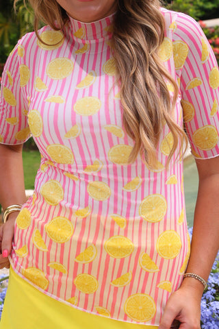 PREORDER- Kora Short Sleeve Mesh Top- Pink Lemonade