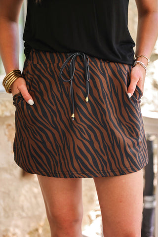 PREORDER- Chocolate Zebra Skort