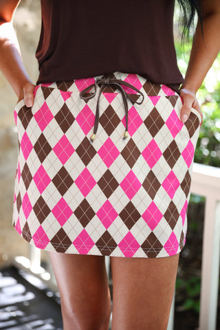 PREORDER- Preppy Argyle Skort