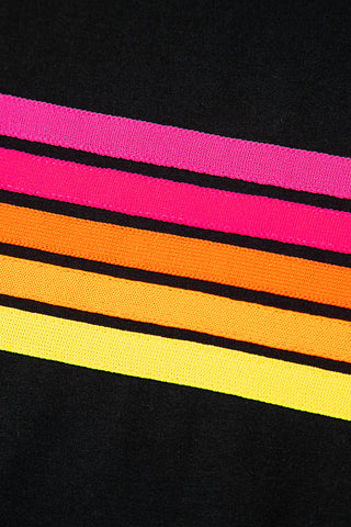 Bonbon Striped Patch Front Casual Tee