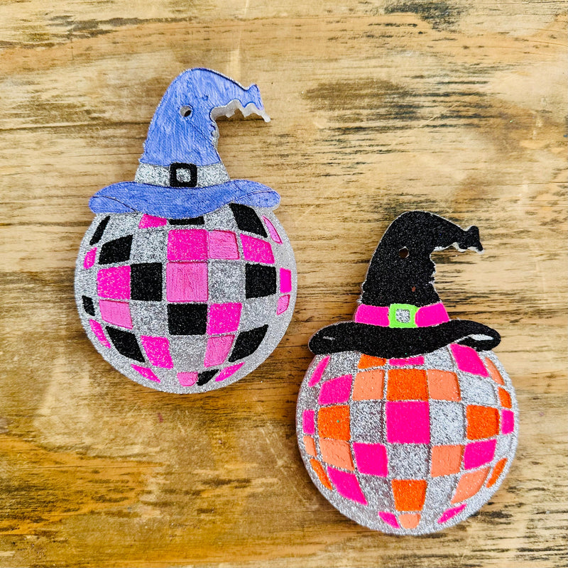 Halloween Disco Ball with Witch Hat Car Freshie