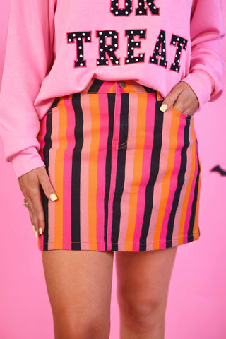 PREORDER- Boo Stripes Nova Denim Skirt