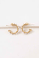 Studded Pearl Hoop Earrings
