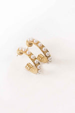 Studded Pearl Hoop Earrings