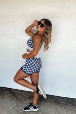 PREORDER- CHECKER BRA & BIKER SHORT SET