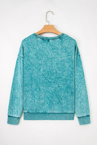 DUNE saved by grace Letter Embroidery Mineral Wash Loose Sweatshirt
