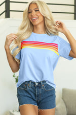 Bonbon Striped Patch Front Casual Tee