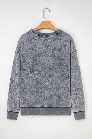 DUNE saved by grace Letter Embroidery Mineral Wash Loose Sweatshirt