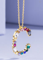 Multi Stone Initial Necklace