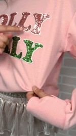Holly Jolly Sequin Pink Sweatshirt