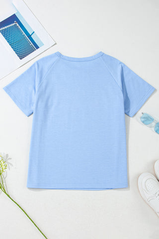 Bonbon Striped Patch Front Casual Tee