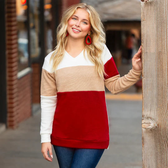 Colorblock Top with Slits