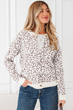 Black Leopard Drop Shoulder Chunky Knitted Cardigan Sweater