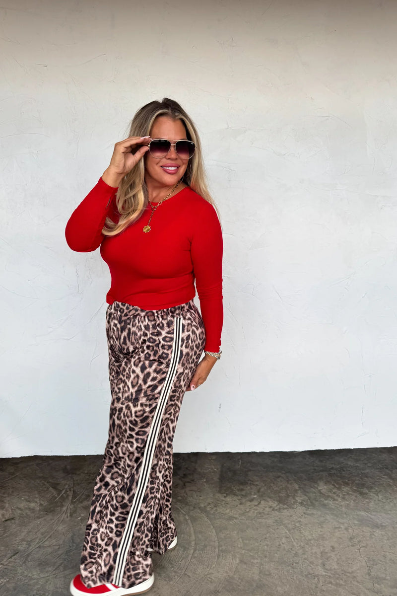 PREORDER Haddie Silky Cheetah Wide Leg Pants