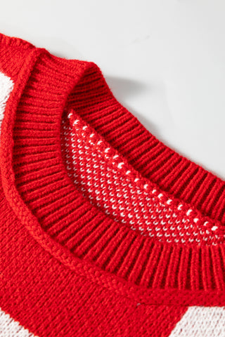 Orange Checkered Bishop Sleeve Sweater