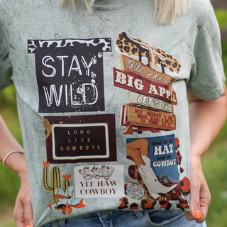 Stay Wild Cowboy Collage Graphic Tee