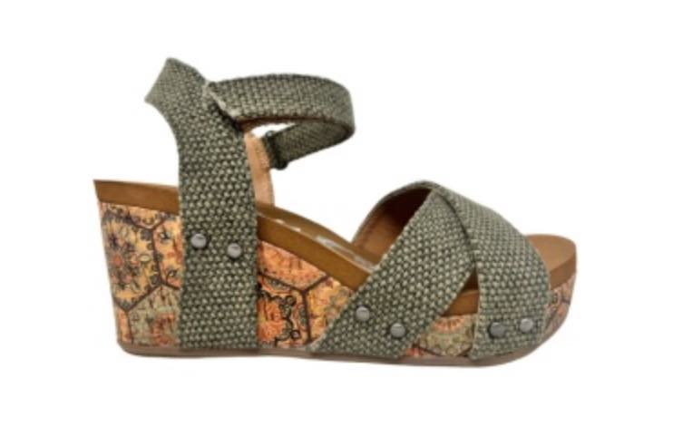 Olive Floral Wedge