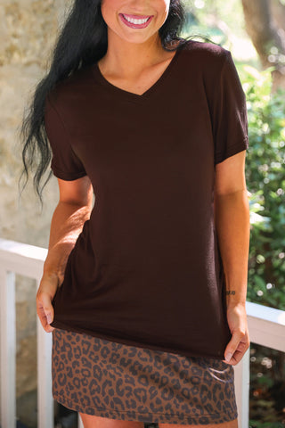 PREORDER- Jess Lea Basic Tee- Chocolate