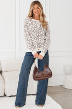 Black Leopard Drop Shoulder Chunky Knitted Cardigan Sweater