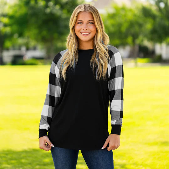 Plaid Sleeve Top