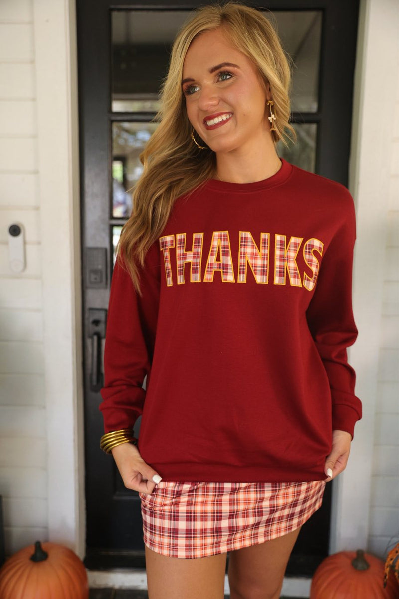 Preorder Thanks Plaid Pullover
