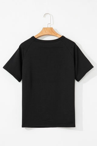 Bonbon Striped Patch Front Casual Tee