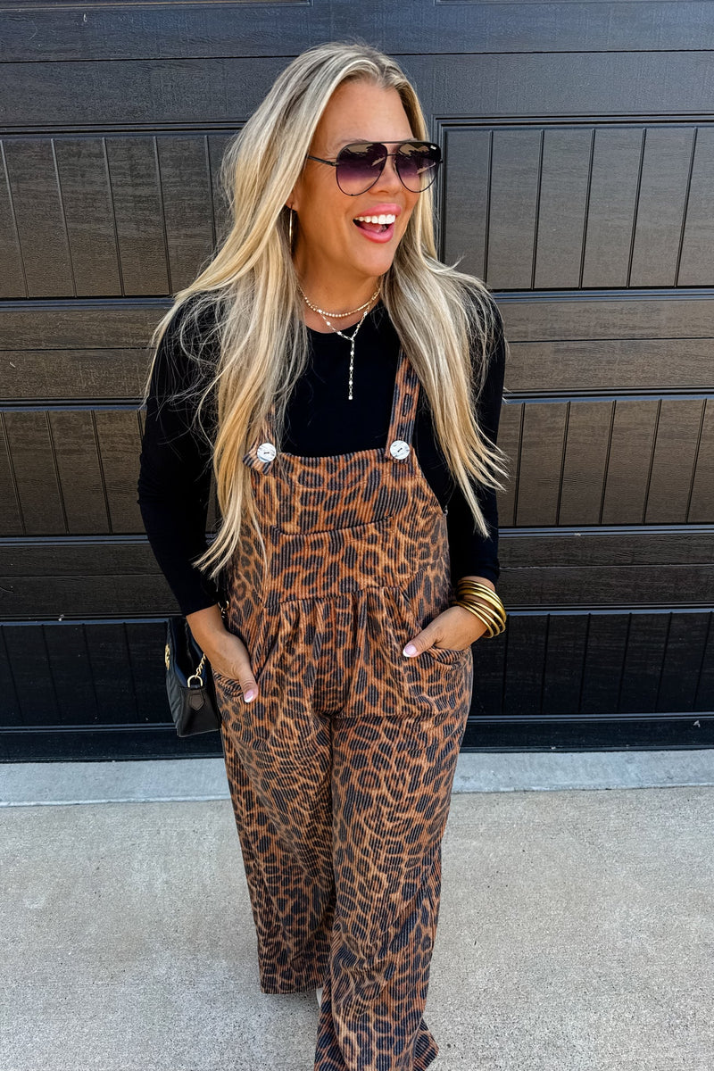PREORDER- CHEETAH KARLI BOHO OVERALLS