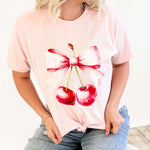 Watercolor Cherries Bow Graphic Tee