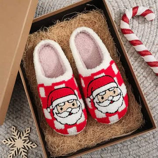 Checkered Santa Slippers
