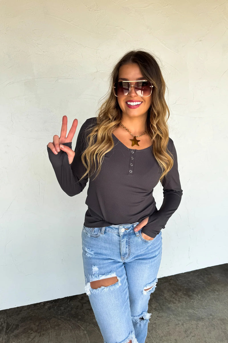 Brooklyn Snap Henley Top