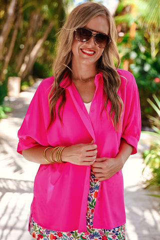 PREORDER- Sutton Button Up Top- Pink