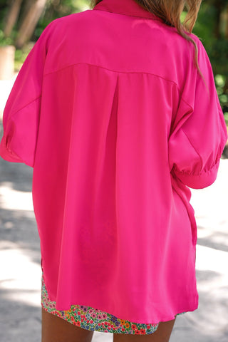 PREORDER- Sutton Button Up Top- Pink