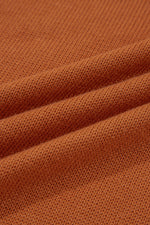 Gold Flame Solid Color Ribbed Trim Drop Shoulder Sweater