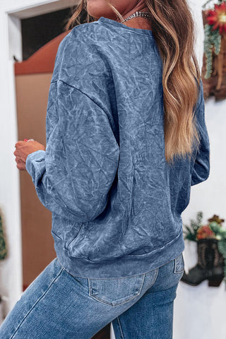 DUNE saved by grace Letter Embroidery Mineral Wash Loose Sweatshirt