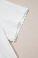 White Rhinestone Bow Embellished Round Neck Tee